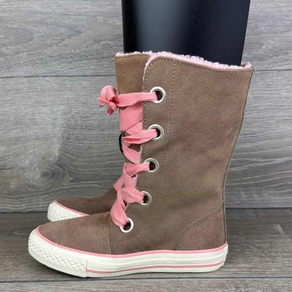 Converse All-Star Beverly Little Girl Sz 13 Ginger Leather Pink Hi Sneaker Boots
